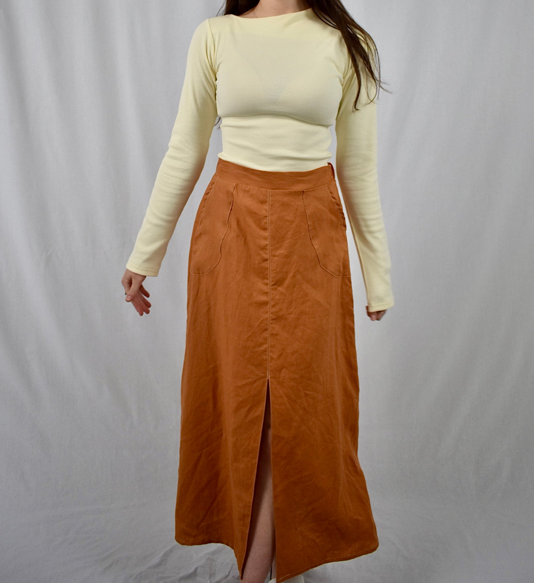 Kate front split skirt - Rusty brown