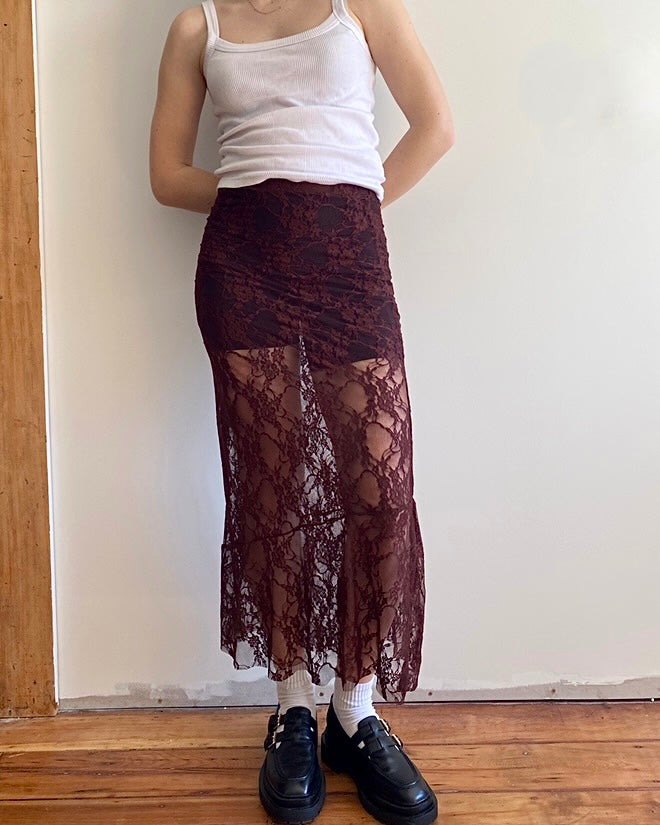 Brooklyn lace skirt - Chocolate