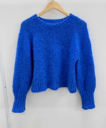 electric blue knit jumper