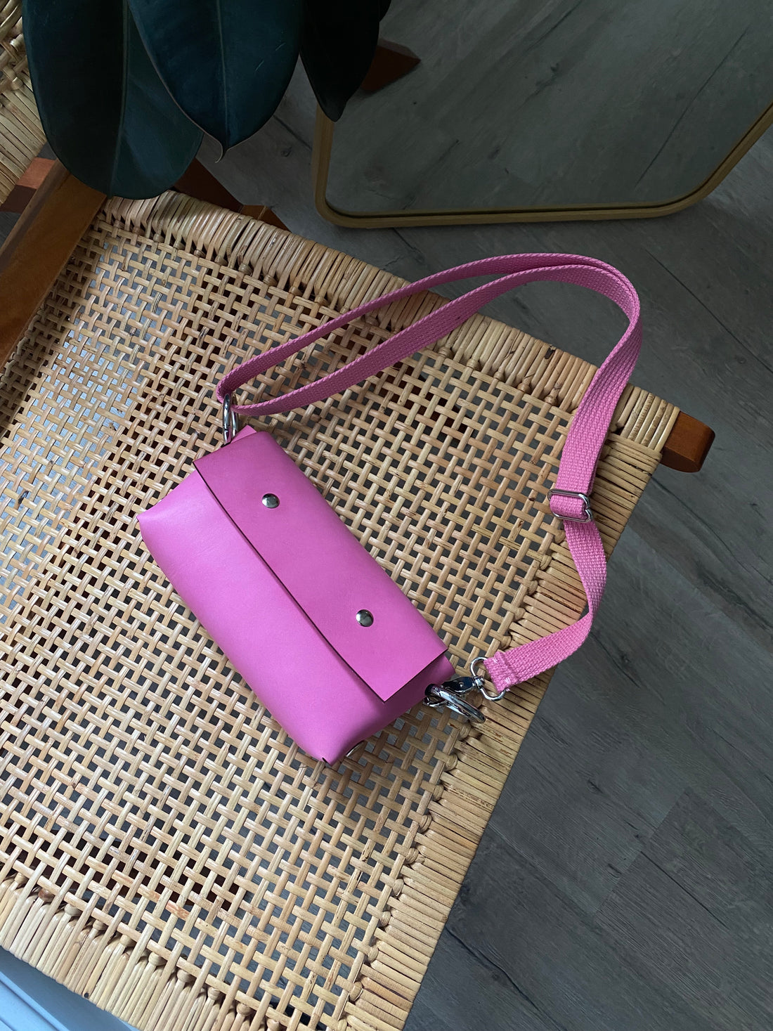 Leather baguette bag - Pink